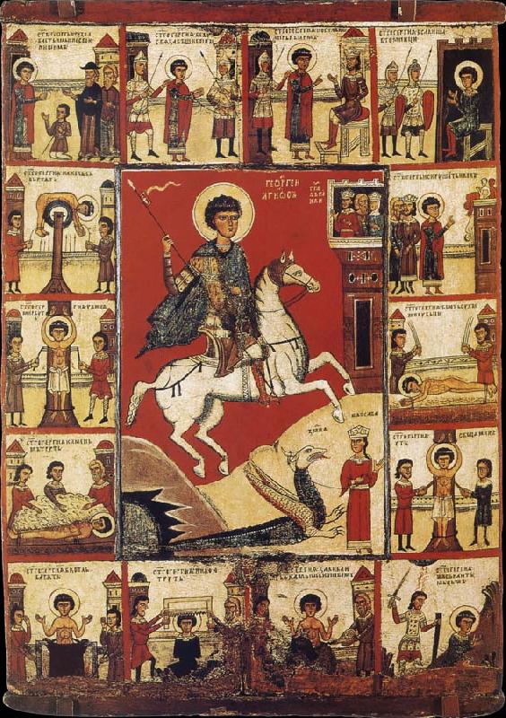 unknow artist Saint George iwth Horse and Scenes from his life